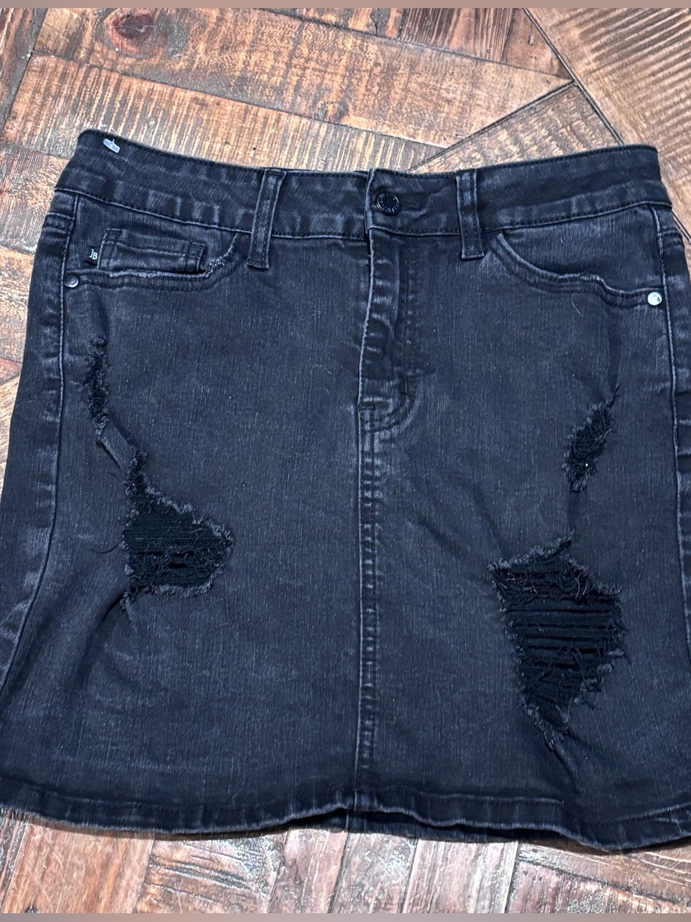 Judy Blue Distressed Black Denim Skirt in size medium .